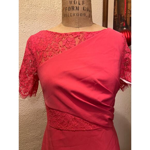 JS Collection Lissett Tea Length Lace Contrast Dress NWT Size 4 - Picture 4 of 13